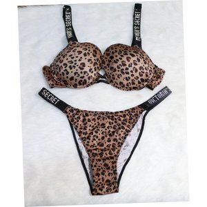 NEW VS Leopard Print Rhinestone SEXY Push-up Bra